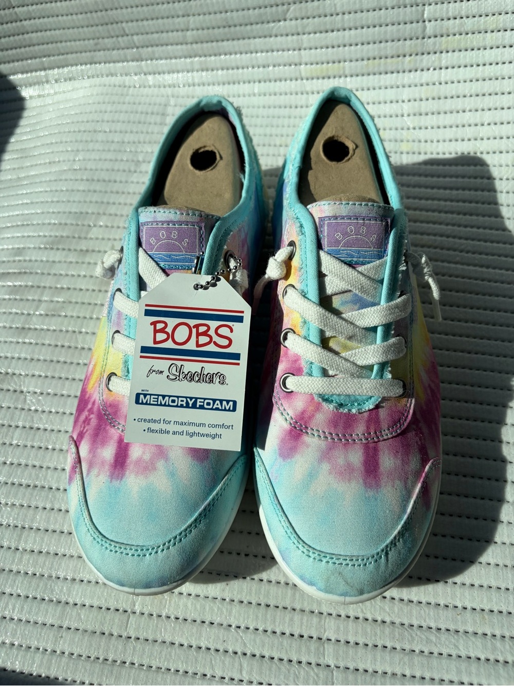 BOBS from Skechers Pastel Tie-Dye Canvas Sneakers - Blue Pink Yellow
